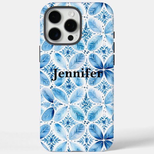 Blauw Wit Batik Bloemen Case-Mate iPhone Case (Achterkant)
