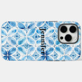 Blauw Wit Batik Bloemen Case-Mate iPhone Case (Achterkant (horizontaal))