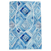 Blauw Wit Batik Vierkant Juweel Medium Cadeauzakje (Voorkant)