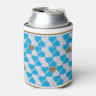 Blauw, wit Beiers patroon. Blikjeskoeler