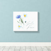 Blauw Wit Bijbel vers Twee Tone Textured Church Canvas Afdruk (Insitu (Houten vloer))