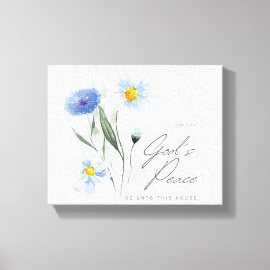 Blauw Wit Bijbel vers Twee Tone Textured Church Canvas Afdruk (Voorkant)