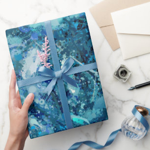 Blauw Wit Blauwgroen Zee Golven Splash Abstractie Cadeaupapier