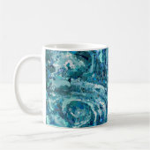 Blauw Wit Blauwgroen Zee Golven Splash Abstractie Koffiemok (Links)