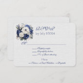 Blauw Wit Bloemen Bruiloft Boeket Reactie Kaart (Voorkant / Achterkant)