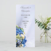 Blauw Wit bloemen bruiloft kerk huwelijksprogramma Programma (Staand voorkant)