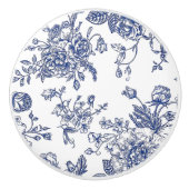 Blauw & Wit Bloemen Gedrukt Keramische Knob Keramische Knop (Voorkant)