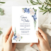 Blauw Wit Bloemen Huwelijk Save the Date