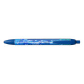 Blauw Wit Bloemen Moderne Bloemen Personaliseren Zwarte Inkt Pen (Achterkant)