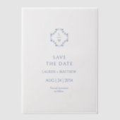 Blauw & Wit Bloemen Monogrammed Wedding Flat Vellum Uitnodigingen (Voorkant)