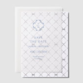 Blauw & Wit Bloemen Monogrammed Wedding Flat Vellum Uitnodigingen (Offset (Uitnodiging))