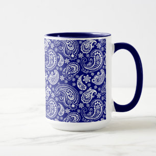 Blauw & Wit  Bloemen Paisley Design Mok