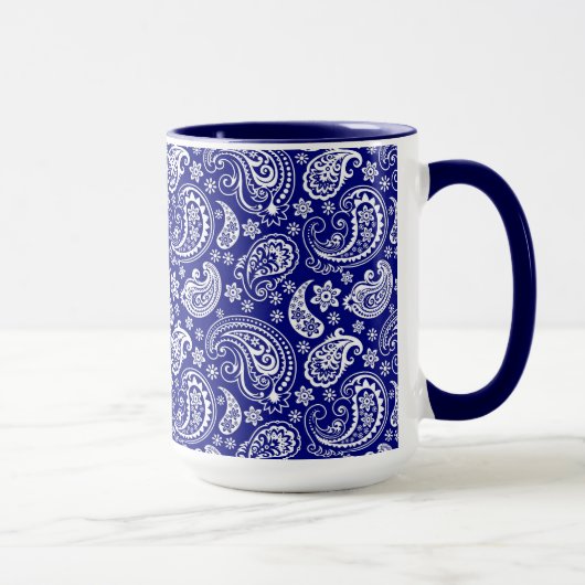 Blauw & Wit  Bloemen Paisley Design Mok (Rechts)