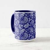 Blauw & Wit  Bloemen Paisley Design Mok (Voorkant links)