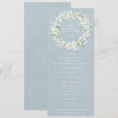 Blauw Wit Bloemen Pasen krans Flat 4 gangen Menu (Voorkant / Achterkant)