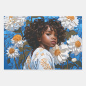 Blauw & Wit Bloemen Portret Decoupage Papieren Set Inpakpapier Vel (Voorkant 2)