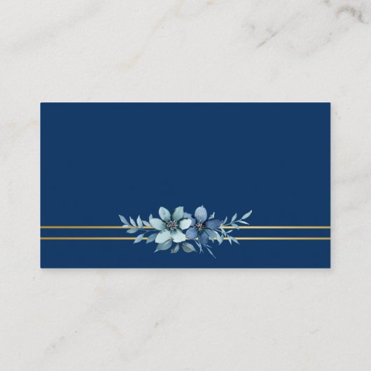 Blauw Wit Bloemen RSVP QR Code Bruiloft Website Informatiekaartje (Achterkant)