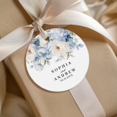 Blauw & Wit Bloemen Trouwgunst Labels