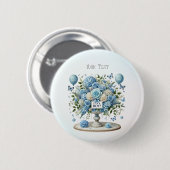 Blauw Wit Bloemen Vaas Button (Voorkant /achterkant)