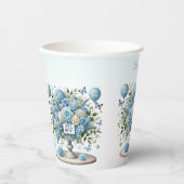 Blauw Wit Bloemen Vaas Papieren kopjes Papieren Bekers (Voorkant)