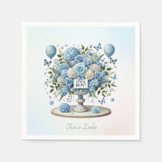 Blauw Wit Bloemen Vaas servetten (Voorkant)
