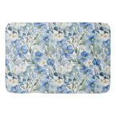Blauw Wit Bloemen Waterverf Chic Badmat (Voorkant)