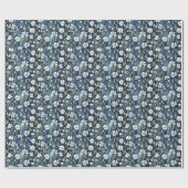 Blauw Wit Bloemen Waterverf Chic Cadeaupapier (Vlak)