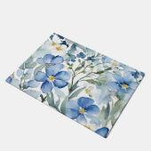 Blauw Wit Bloemen Waterverf Chic Deurmat (Schuin)