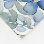 Blauw Wit Bloemen Waterverf Chic Fleece Deken (Hoek)