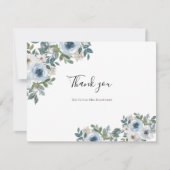 Blauw Wit Bloemen Waterverf Vrijgezellenfeest Bedankkaart (Voorkant)