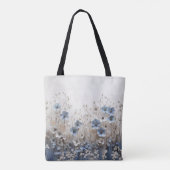  blauw/wit bloementuin bruid draagtas (Achterkant)