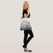  blauw/wit bloementuin bruid draagtas (Op model)