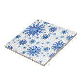 Blauw & Wit Bloemmacht Retro Bloemen Tegeltje (Zijkant)