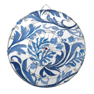 Blauw & Wit Bloemmotief Chinoiserie Patroon Dartbord