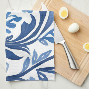 Blauw & Wit Bloemmotief   Chinoiserie Patroon Theedoek