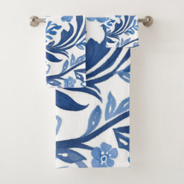 Blauw & Wit Bloemontwerp | Chinoiserie Pattern Bad Handdoek
