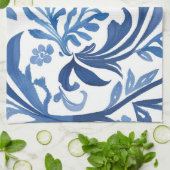 Blauw & Wit Bloemontwerp | Chinoiserie Pattern Theedoek (Gevouwen)
