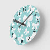 Blauw & Wit Bogen Coquette Ronde Klok (Hoek)