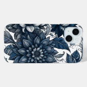 Blauw & Wit Boheems Bloemendessin Case-Mate iPhone Case (Achterkant (horizontaal))