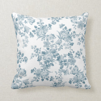 blauw wit bohemen elegant floraal kussen