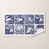 Blauw Wit bos Dieren Bosvossen Beer konijn Bad Handdoek (Handdoek)