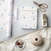 Blauw & Wit Botanisch Geluks Wrap Papier