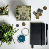 Blauw wit botanisch monogram Sleutelhanger