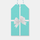 Blauw & Wit Bow Bruiloft Bruidsgeschenk Label Cadeaulabel (Achterkant)