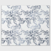 Blauw & Wit Brocade  Cadeaupapier (Vlak)