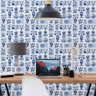 Blauw Wit Bromyardale Delft Tegel Behang