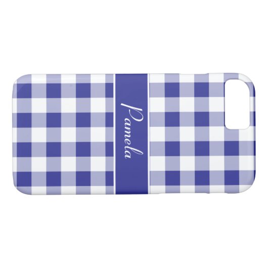 Blauw Wit Buffalo Plaid Patroon Personaliseren Case-Mate iPhone Case (Achterkant (Horizontaal))