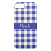 Blauw Wit Buffalo Plaid Patroon Personaliseren Case-Mate iPhone Case (Achterkant)