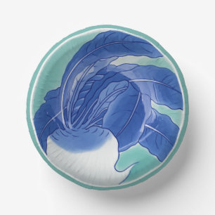 Blauw Wit Celadon Chinoiserie Turnip Faux China Papieren Kommen