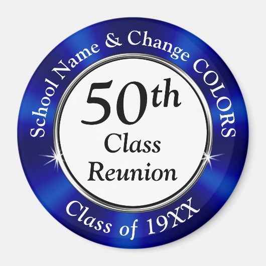 Blauw, wit, Cheap 50th Class Reunion Souvenirs Magneet (Voorkant)